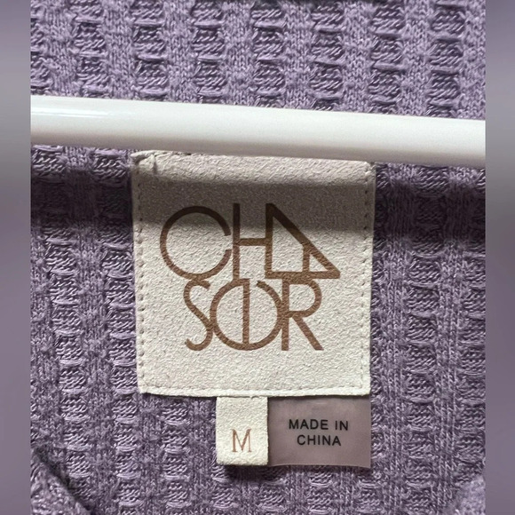 Chaser Waffle Knit Purple Long Sleeve Top Size Medium - Picture 4 of 5